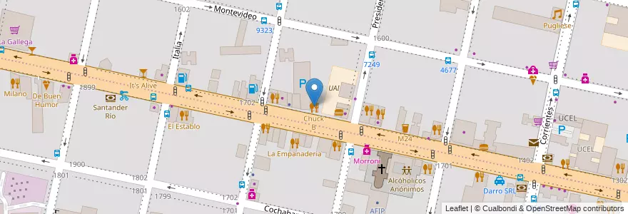 Mapa de ubicacion de Chuck B en الأرجنتين, سانتا في, Departamento Rosario, Municipio De Rosario, روساريو.
