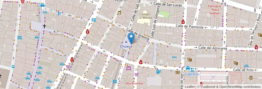 Mapa de ubicacion de Chuecking en إسبانيا, منطقة مدريد, منطقة مدريد, Área Metropolitana De Madrid Y Corredor Del Henares, مدريد.