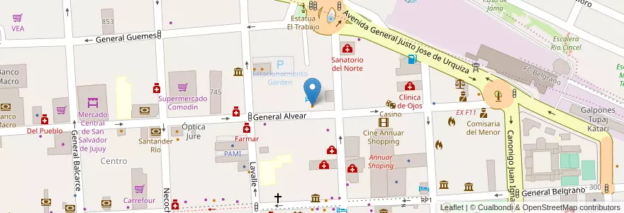 Mapa de ubicacion de Chung King Restaurant Parrillada en Arjantin, Jujuy, Departamento Doctor Manuel Belgrano, Municipio De San Salvador De Jujuy.