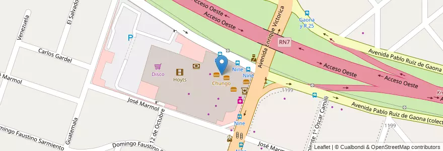 Mapa de ubicacion de Chungo en Arjantin, Buenos Aires, Partido De Moreno, Moreno.