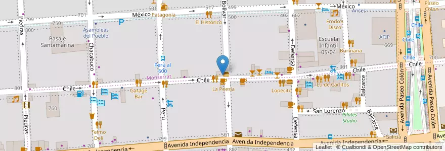 Mapa de ubicacion de Chupitos, Montserrat en アルゼンチン, Ciudad Autónoma De Buenos Aires, Comuna 1, ブエノスアイレス.