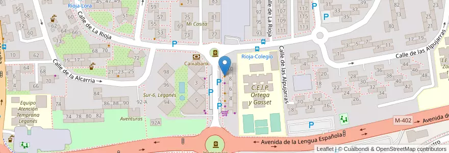 Mapa de ubicacion de Churrería-Chocolatería en Spagna, Comunidad De Madrid, Comunidad De Madrid, Área Metropolitana De Madrid Y Corredor Del Henares, Leganés.