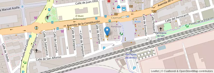 Mapa de ubicacion de Churrería Chocolatería San José en Sepanyol, Comunidad De Madrid, Comunidad De Madrid, Área Metropolitana De Madrid Y Corredor Del Henares, Torrejón De Ardoz.