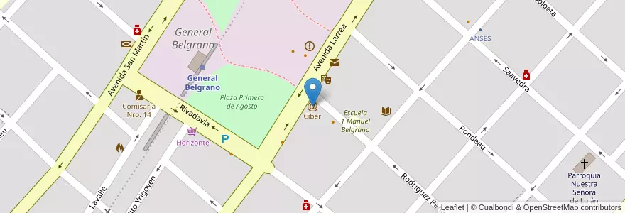 Mapa de ubicacion de Ciber en 阿根廷, 布宜诺斯艾利斯省, Partido De General Belgrano, General Belgrano.