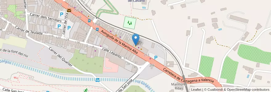 Mapa de ubicacion de Ciber Gata en スペイン, バレンシア州, Alacant / Alicante, La Marina Alta, Gata De Gorgos.