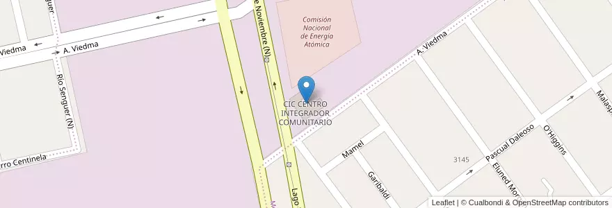 Mapa de ubicacion de CIC CENTRO INTEGRADOR COMUNITARIO en Аргентина, Чубут, Трелью, Departamento Rawson.