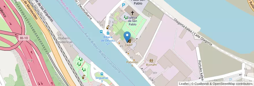 Mapa de ubicacion de Ciclofficina Bilbao en Spanje, Baskenland, Biskaje, Bilboaldea, Bilbao.