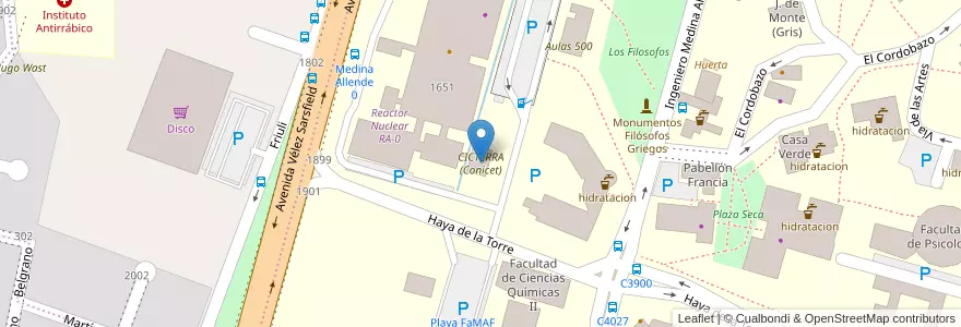 Mapa de ubicacion de CICTERRA (Conicet) en الأرجنتين, Córdoba, Departamento Capital, Pedanía Capital, Córdoba, Municipio De Córdoba.