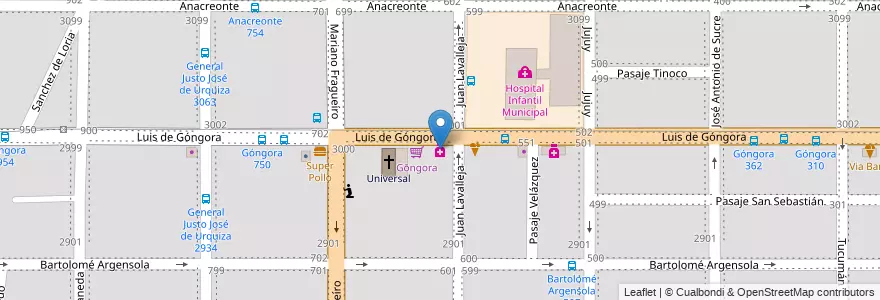 Mapa de ubicacion de Cielo en Аргентина, Кордова, Departamento Capital, Pedanía Capital, Córdoba, Municipio De Córdoba.