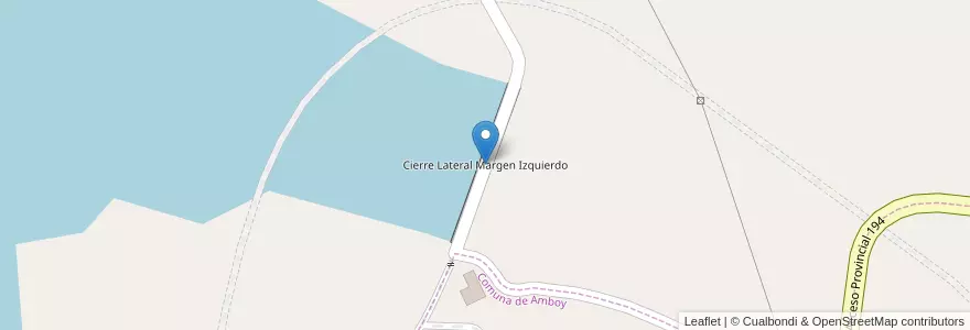 Mapa de ubicacion de Cierre Lateral Margen Izquierdo en Argentina, Córdoba, Departamento Calamuchita, Pedanía Santa Rosa.