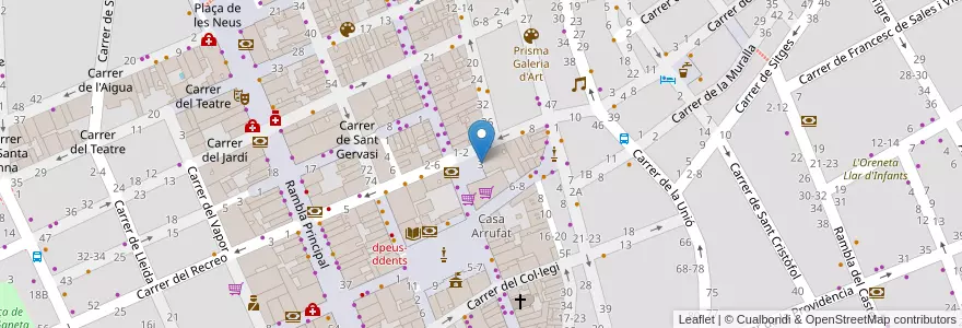 Mapa de ubicacion de CIM Col·legi Privat Concertat Immaculada Miraculosa en スペイン, カタルーニャ州, Barcelona, Garraf, Vilanova I La Geltrú.