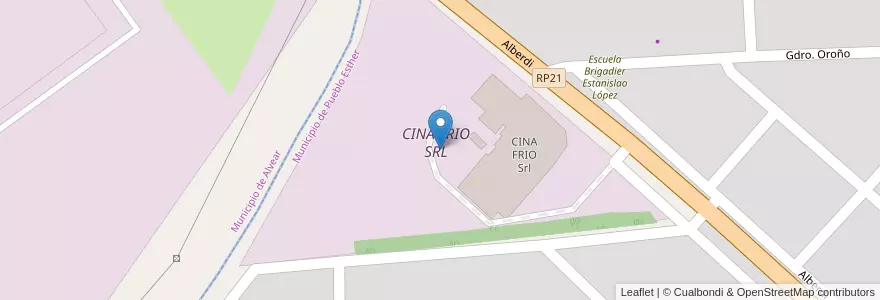Mapa de ubicacion de CINA FRIO SRL en Arjantin, Santa Fe, Departamento Rosario, Municipio De Alvear.