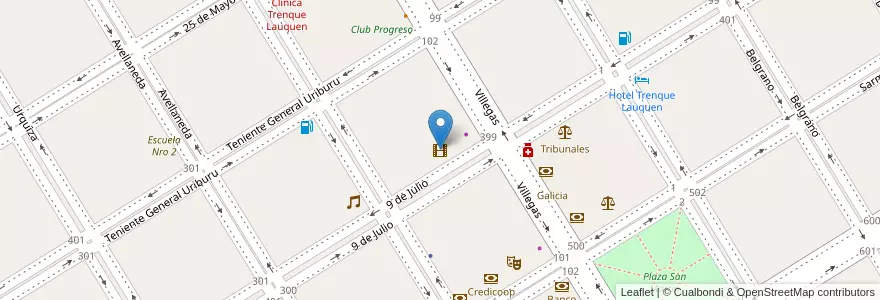 Mapa de ubicacion de Cine Barrio Alegre en アルゼンチン, ブエノスアイレス州, Partido De Trenque Lauquen, Cuartel Chacras De Trenque Lauquen, Trenque Lauquen.