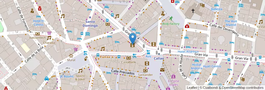 Mapa de ubicacion de Cine Capitol en إسبانيا, منطقة مدريد, منطقة مدريد, Área Metropolitana De Madrid Y Corredor Del Henares, مدريد.