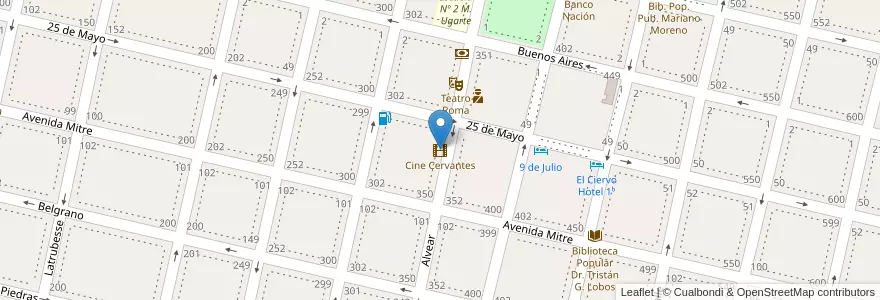 Mapa de ubicacion de Cine Cervantes en 阿根廷, 布宜诺斯艾利斯省, Partido De Salto.