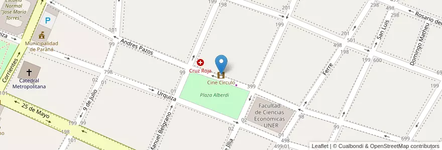 Mapa de ubicacion de Cine Círculo en 아르헨티나, 엔트레리오스주, Departamento Paraná, Distrito Sauce, Paraná, Paraná.