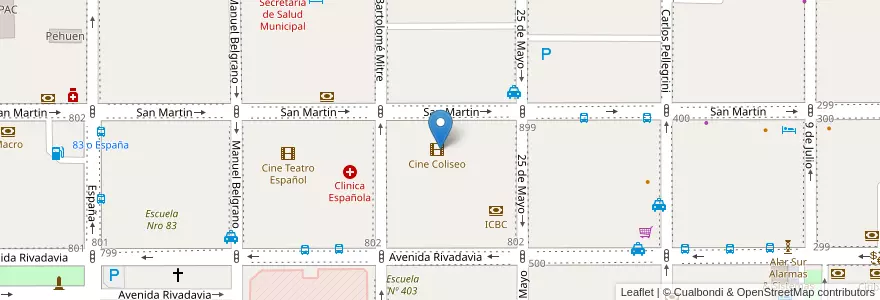 Mapa de ubicacion de Cine Coliseo en Argentina, Chubut, Departamento Escalante, Comodoro Rivadavia.