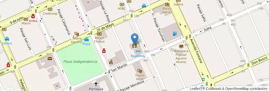 Mapa de ubicacion de Cine Coliseo en الأرجنتين, شوبوت, Trelew, Departamento Rawson.