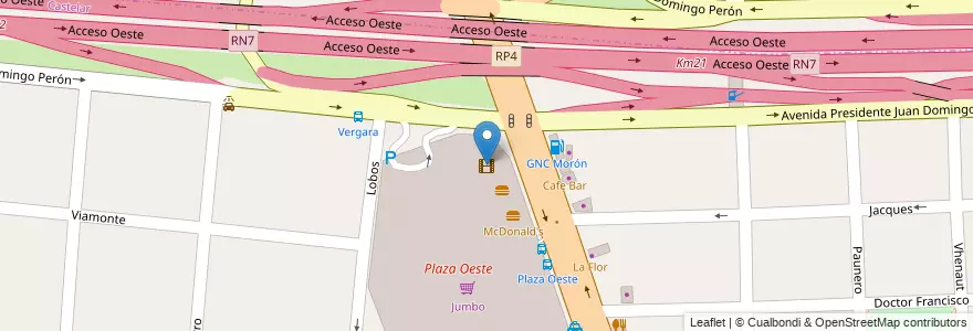 Mapa de ubicacion de Cine Hoyts en アルゼンチン, ブエノスアイレス州, Partido De Morón, Castelar.