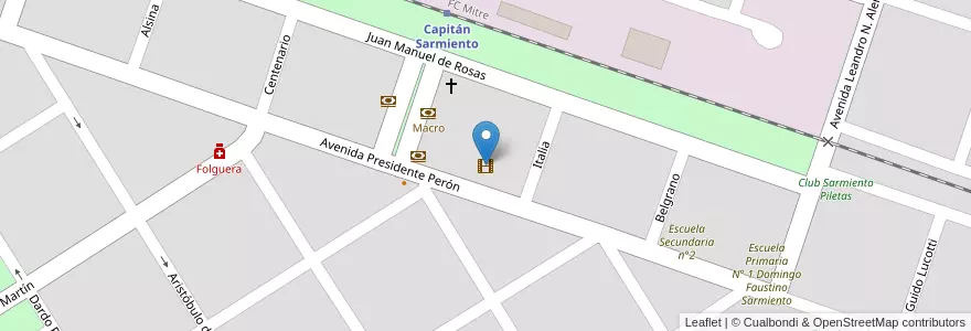 Mapa de ubicacion de Cine Italo-Argentino en アルゼンチン, ブエノスアイレス州, Partido De Capitán Sarmiento, Capitán Sarmiento.