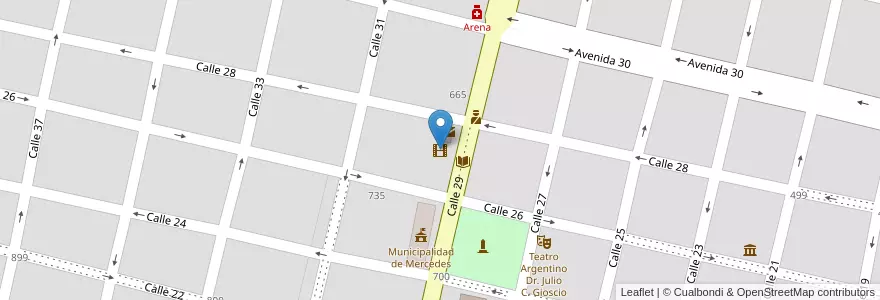 Mapa de ubicacion de Cine Mercedes en 阿根廷, 布宜诺斯艾利斯省, Partido De Mercedes, Mercedes.