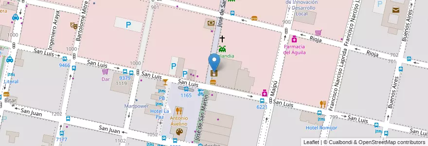 Mapa de ubicacion de Cine Monumental en アルゼンチン, サンタフェ州, Departamento Rosario, Municipio De Rosario, ロサリオ.