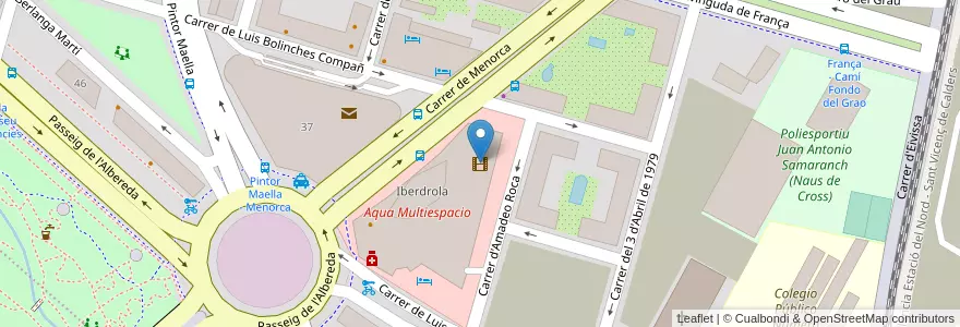 Mapa de ubicacion de Cine Oscar Ocine Aqua en اسپانیا, Comunitat Valenciana, València / Valencia, Comarca De València, València.