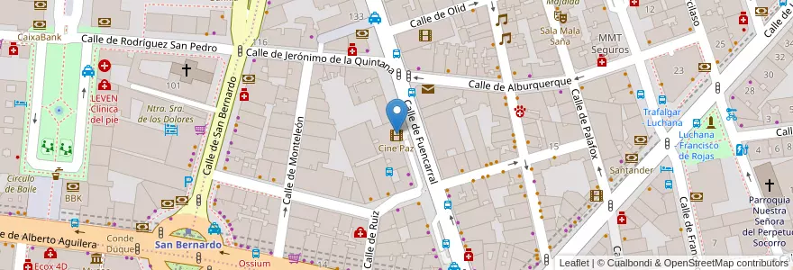 Mapa de ubicacion de Cine Paz en España, Comunidad De Madrid, Comunidad De Madrid, Área Metropolitana De Madrid Y Corredor Del Henares, Madrid.
