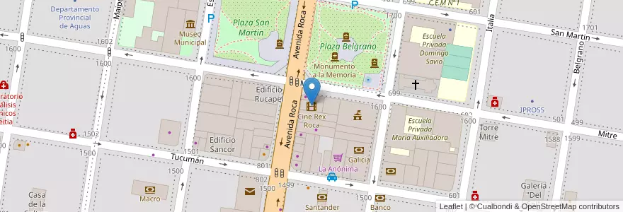Mapa de ubicacion de Cine Rex Roca en アルゼンチン, リオネグロ州, General Roca, Departamento General Roca, General Roca.