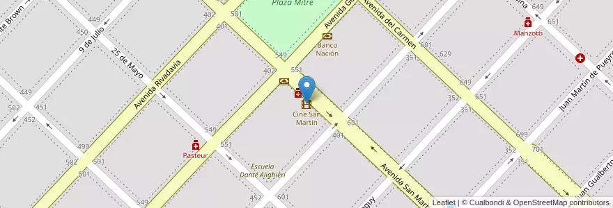 Mapa de ubicacion de Cine San Martin en アルゼンチン, ブエノスアイレス州, Partido De Las Flores, Las Flores.