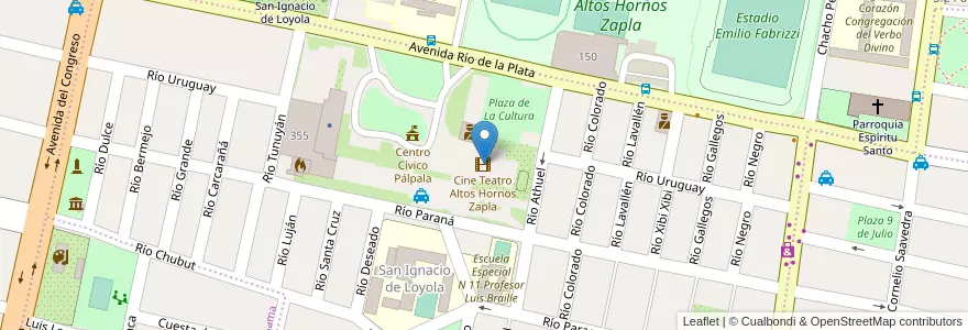 Mapa de ubicacion de Cine Teatro Altos Hornos Zapla en アルゼンチン, フフイ州, Departamento Palpalá, Municipio De Palpalá.