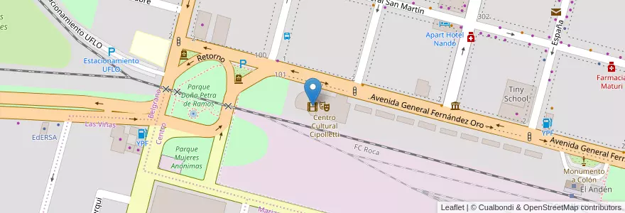 Mapa de ubicacion de Cine Teatro de Cipolletti en الأرجنتين, تشيلي, ريو نيغرو, Cipolletti, Departamento General Roca.