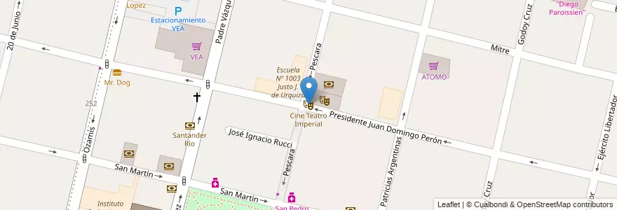 Mapa de ubicacion de Cine Teatro Imperial en Arjantin, Şili, Mendoza, Departamento Maipú, Distrito Ciudad De Maipú, Maipú.