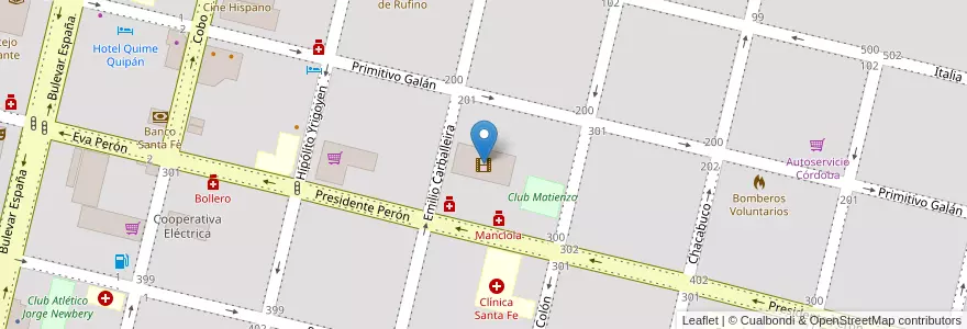 Mapa de ubicacion de Cine Teatro Marconi en آرژانتین, سانتافه, Departamento General López, Municipio De Rufino.
