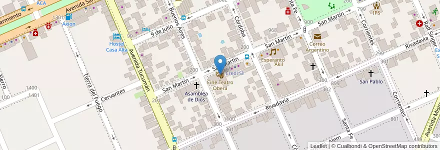 Mapa de ubicacion de Cine Teatro Oberá en Arjantin, Misiones, Departamento Oberá.