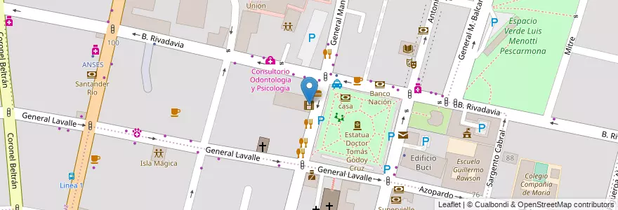 Mapa de ubicacion de Cine Teatro Plaza en 阿根廷, 智利, Mendoza, Godoy Cruz, Departamento Godoy Cruz, Distrito Ciudad De Godoy Cruz.
