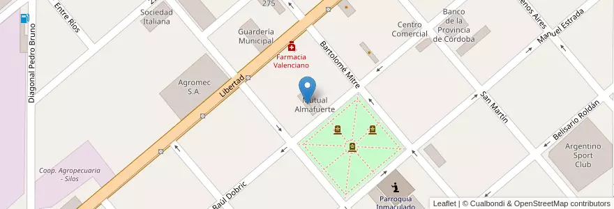 Mapa de ubicacion de Cine - Teatro en Arjantin, Córdoba, Departamento Río Segundo, Pedanía Calchín, Municipio De Pozo Del Molle, Pozo Del Molle.