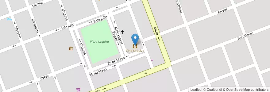 Mapa de ubicacion de Cine Urquiza en الأرجنتين, إنتري ريوس, Departamento Colón, Distrito Primero, San José.