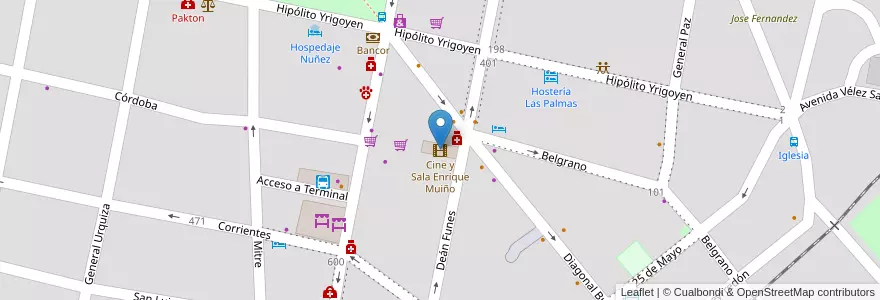Mapa de ubicacion de Cine y Sala Enrique Muiño en Argentinië, Córdoba, Departamento Punilla, Pedanía Dolores, Municipio De Capilla Del Monte, Capilla Del Monte.