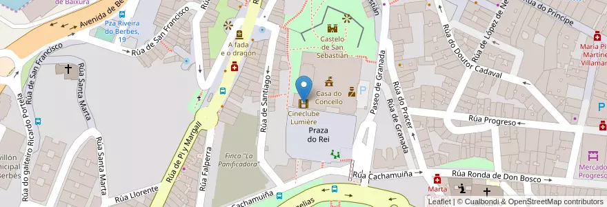Mapa de ubicacion de Cineclube Lumière en Espagne, Galice, Pontevedra, Vigo, Vigo.