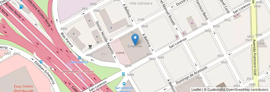 Mapa de ubicacion de Cinecolor en Argentinië, Buenos Aires, Partido De Vicente López, Vicente López.