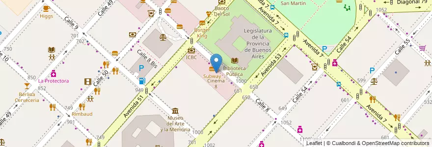 Mapa de ubicacion de Cinema 8, Casco Urbano en الأرجنتين, بوينس آيرس, Partido De La Plata, لابلاتا.