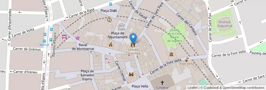 Mapa de ubicacion de Cinema Catalunya en スペイン, カタルーニャ州, Barcelona, Vallès Occidental, Terrassa.