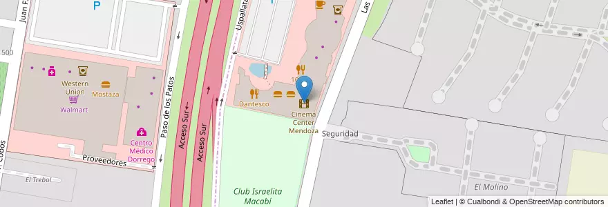 Mapa de ubicacion de Cinema Center Mendoza en アルゼンチン, チリ, メンドーサ州, Departamento Guaymallén.