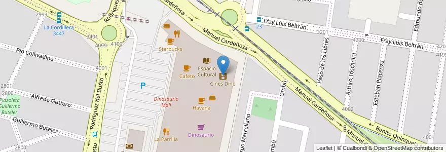 Mapa de ubicacion de Cines Dino en アルゼンチン, コルドバ州, Departamento Capital, Pedanía Capital, Córdoba, Municipio De Córdoba.