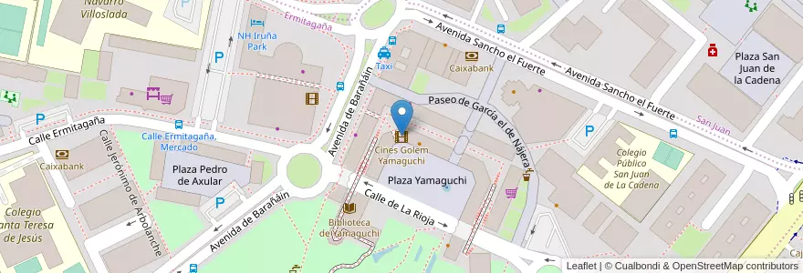 Mapa de ubicacion de Cines Golem Yamaguchi en Espanha, Navarra, Navarra, Pamplona/Iruña.