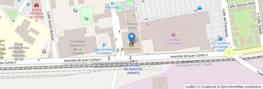 Mapa de ubicacion de Cines Yelmo en Spanien, Asturien, Asturien, Gijón/Xixón.