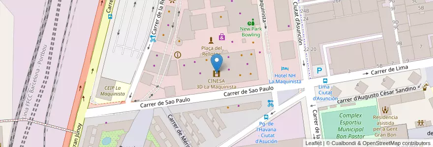 Mapa de ubicacion de CINESA 3D La Maquinista en Spanje, Catalonië, Barcelona, Barcelonès, Barcelona.