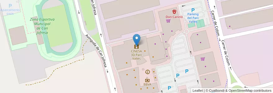 Mapa de ubicacion de CINESA 3D Parc Vallès en Spagna, Catalunya, Barcelona, Vallès Occidental, Terrassa.