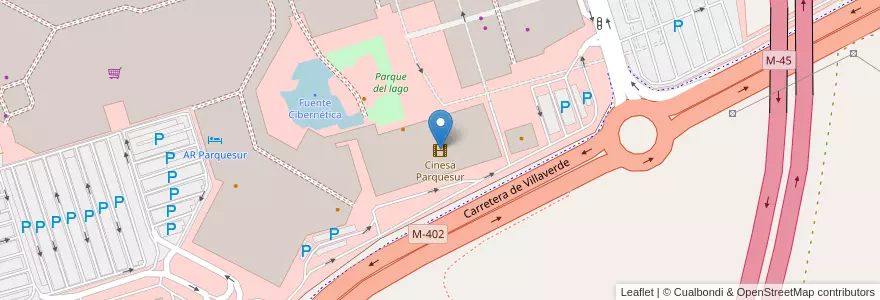 Mapa de ubicacion de Cinesa Parquesur en Испания, Мадрид, Мадрид, Área Metropolitana De Madrid Y Corredor Del Henares, Leganés.